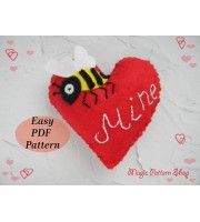 Bee Mine Felt Heart Ornament PDF Pattern