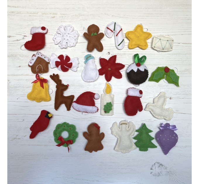 Felt Christmas Tree Advent Calendar PDF Pattern + ornaments