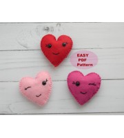 Felt Heart Ornament Pattern: Kawaii Valentine's Garland (PDF Pattern)