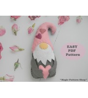 Valentine Gnome Felt Pattern: Heart Ornament Sewing (PDF Pattern)