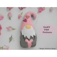 Valentine Gnome Felt Pattern: Heart Ornament Sewing (PDF Pattern)